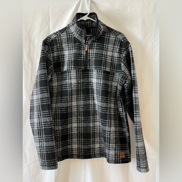 Black & White Plaid John Wayne Stock & Supply Quarter Zip Pullover. Size M.Plaid - Picture 2 of 12